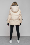 Купить Зимняя женская куртка модная с капюшоном бежевого цвета 52306B, фото 4