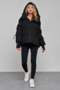 Купить Зимняя женская куртка модная с капюшоном черного цвета 52306Ch, фото 5