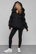 Купить Зимняя женская куртка модная с капюшоном черного цвета 52306Ch, фото 6