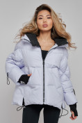 Купить Зимняя женская куртка модная с капюшоном фиолетового цвета 52306F, фото 18