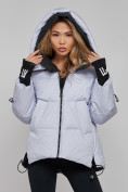 Купить Зимняя женская куртка модная с капюшоном фиолетового цвета 52306F, фото 19
