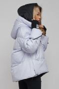 Купить Зимняя женская куртка модная с капюшоном фиолетового цвета 52306F, фото 21