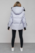 Купить Зимняя женская куртка модная с капюшоном фиолетового цвета 52306F, фото 4
