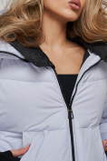 Купить Зимняя женская куртка модная с капюшоном фиолетового цвета 52306F, фото 7