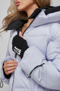 Купить Зимняя женская куртка модная с капюшоном фиолетового цвета 52306F, фото 8