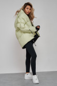 Купить Зимняя женская куртка модная с капюшоном салатового цвета 52306Sl, фото 14