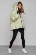 Купить Зимняя женская куртка модная с капюшоном салатового цвета 52306Sl, фото 16