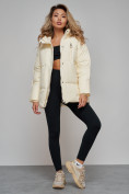 Купить Зимняя женская куртка модная с капюшоном бежевого цвета 52308B, фото 16