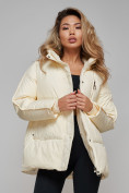 Купить Зимняя женская куртка модная с капюшоном бежевого цвета 52308B, фото 18