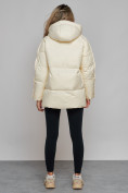Купить Зимняя женская куртка модная с капюшоном бежевого цвета 52308B, фото 4