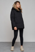 Купить Зимняя женская куртка модная с капюшоном черного цвета 52308Ch, фото 2
