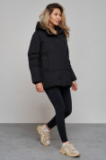 Купить Зимняя женская куртка модная с капюшоном черного цвета 52308Ch, фото 4