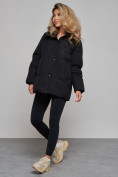 Купить Зимняя женская куртка модная с капюшоном черного цвета 52308Ch, фото 5