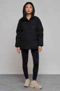 Купить Зимняя женская куртка модная с капюшоном черного цвета 52308Ch, фото 7
