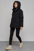 Купить Зимняя женская куртка модная с капюшоном черного цвета 52308Ch, фото 9