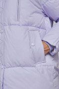 Купить Зимняя женская куртка модная с капюшоном фиолетового цвета 52308F, фото 10