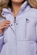Купить Зимняя женская куртка модная с капюшоном фиолетового цвета 52308F, фото 13