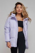 Купить Зимняя женская куртка модная с капюшоном фиолетового цвета 52308F, фото 18