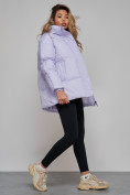 Купить Зимняя женская куртка модная с капюшоном фиолетового цвета 52308F, фото 20