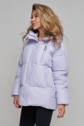 Купить Зимняя женская куртка модная с капюшоном фиолетового цвета 52308F, фото 23