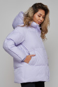 Купить Зимняя женская куртка модная с капюшоном фиолетового цвета 52308F, фото 24