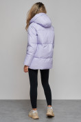 Купить Зимняя женская куртка модная с капюшоном фиолетового цвета 52308F, фото 4