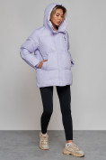 Купить Зимняя женская куртка модная с капюшоном фиолетового цвета 52308F, фото 6