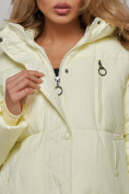Купить Зимняя женская куртка модная с капюшоном светло-желтого цвета 52308SJ, фото 13