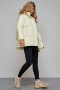 Купить Зимняя женская куртка модная с капюшоном светло-желтого цвета 52308SJ, фото 16