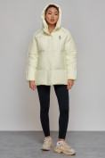 Купить Зимняя женская куртка модная с капюшоном светло-желтого цвета 52308SJ, фото 22