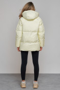 Купить Зимняя женская куртка модная с капюшоном светло-желтого цвета 52308SJ, фото 4