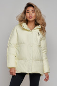 Купить Зимняя женская куртка модная с капюшоном светло-желтого цвета 52308SJ, фото 5