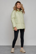 Купить Зимняя женская куртка модная с капюшоном салатового цвета 52308Sl, фото 2