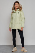 Купить Зимняя женская куртка модная с капюшоном салатового цвета 52308Sl, фото 20