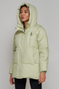 Купить Зимняя женская куртка модная с капюшоном салатового цвета 52308Sl, фото 21