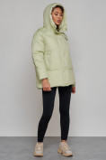 Купить Зимняя женская куртка модная с капюшоном салатового цвета 52308Sl, фото 7