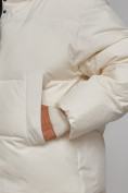 Купить Зимняя женская куртка модная с капюшоном бежевого цвета 52309B, фото 8
