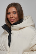 Купить Зимняя женская куртка модная с капюшоном бежевого цвета 52309B, фото 9