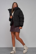 Купить Зимняя женская куртка модная с капюшоном черного цвета 52309Ch, фото 15