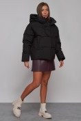 Купить Зимняя женская куртка модная с капюшоном черного цвета 52309Ch, фото 3