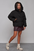 Купить Зимняя женская куртка модная с капюшоном черного цвета 52309Ch, фото 7