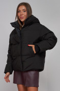 Купить Зимняя женская куртка модная с капюшоном черного цвета 52309Ch, фото 9