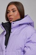 Купить Зимняя женская куртка модная с капюшоном фиолетового цвета 52309F, фото 13