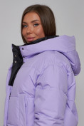 Купить Зимняя женская куртка модная с капюшоном фиолетового цвета 52309F, фото 14