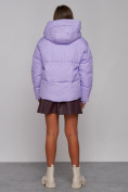 Купить Зимняя женская куртка модная с капюшоном фиолетового цвета 52309F, фото 4