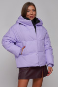 Купить Зимняя женская куртка модная с капюшоном фиолетового цвета 52309F, фото 9