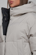 Купить Зимняя женская куртка модная с капюшоном светло-серого цвета 52309SS, фото 12