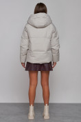 Купить Зимняя женская куртка модная с капюшоном светло-серого цвета 52309SS, фото 4