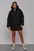 Купить Зимняя женская куртка модная с капюшоном черного цвета 52310Ch