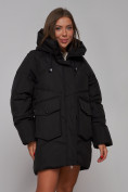 Купить Зимняя женская куртка модная с капюшоном черного цвета 52310Ch, фото 10